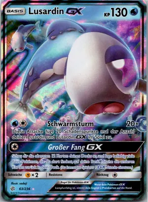 Pokémon-Karte Lusardin GX 63/236 Welten im Wandel