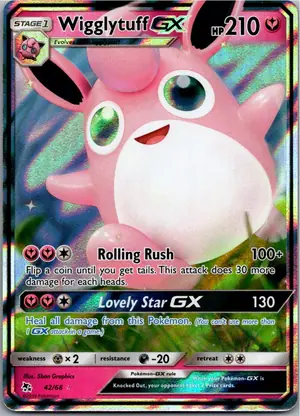 Pokémon-Karte Wigglytuff GX Knuddeluff GX 42/68 Verborgenes Schicksal