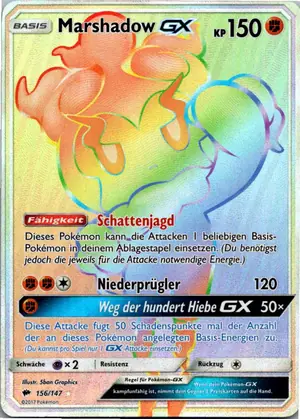 Pokémon-Karte Marshadow GX 156/147 Nacht in Flammen