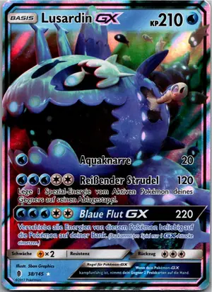 Pokémon-Karte Lusardin GX 38/145 Stunde der Wächter