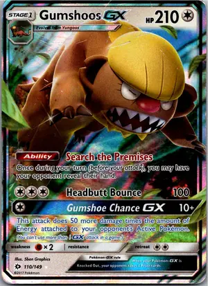 Pokémon-Karte Gumshoos GX Manguspektor GX 110/149 Sonne & Mond