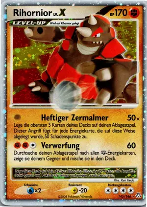 Pokémon-Karte Rihornior Lv.X 145/146 Erwachte Legenden