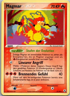 Pokémon-Karte Magmar 21/92 EX Legend Maker