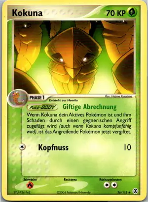 Pokémon-Karte Kokuna 36/112 EX Feuerrot & Blattgrün