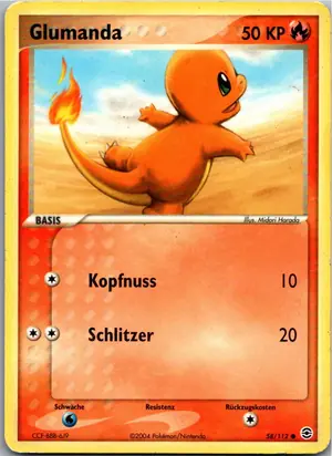 Pokémon-Karte Glumanda 58/112 EX Feuerrot & Blattgrün