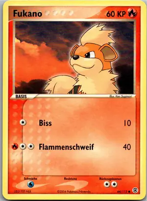 Pokémon-Karte Fukano 64/112 EX Feuerrot & Blattgrün