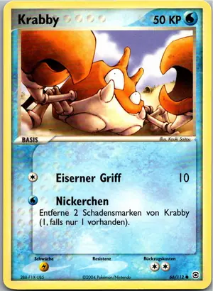 Pokémon-Karte Krabby 66/112 EX Feuerrot & Blattgrün