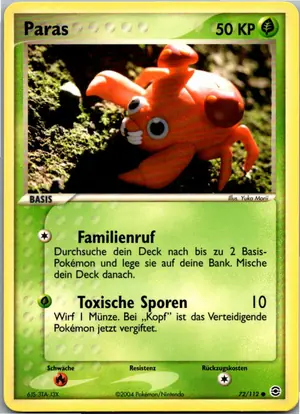 Pokémon-Karte Paras 72/112 EX Feuerrot & Blattgrün
