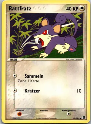 Pokémon-Karte Rattfratz 77/112 EX Feuerrot & Blattgrün