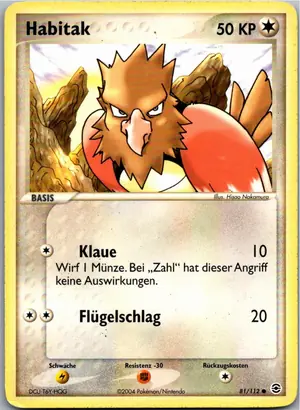 Pokémon-Karte Habitak 81/112 EX Feuerrot & Blattgrün
