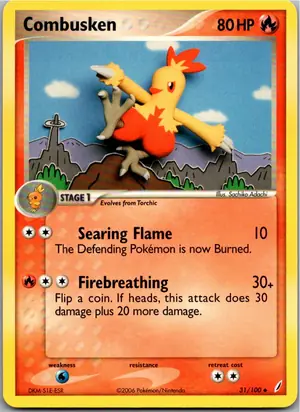 Pokémon-Karte Combusken Jungglut 31/100 EX Crystal Guardians
