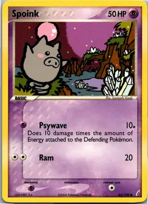 Pokémon-Karte Spoink 62/100 EX Crystal Guardians