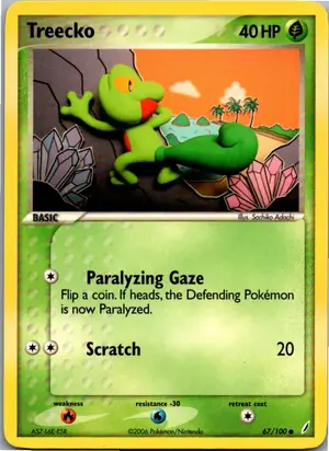 Pokémon-Karte Treecko Geckarbor 67/100 EX Crystal Guardians
