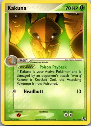 Pokémon-Karte Kakuna Kokuna 36/112 EX Feuerrot & Blattgrün