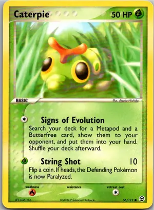 Pokémon-Karte Caterpie Raupy 56/112 EX Feuerrot & Blattgrün
