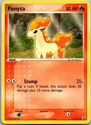 Pokémon-Karte Ponyta Ponita 76/112 EX Feuerrot & Blattgrün