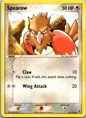 Pokémon-Karte Spearow Habitak 81/112 EX Feuerrot & Blattgrün