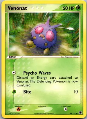 Pokémon-Karte Venonat Bluzuk 84/112 EX Feuerrot & Blattgrün