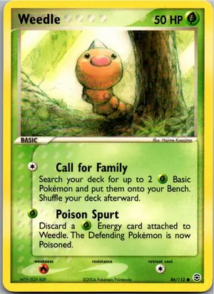 Pokémon-Karte Weedle Hornliu 86/112 EX Feuerrot & Blattgrün