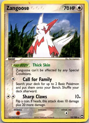 Pokémon-Karte Zangoose Sengo 25/108 EX Power Keepers