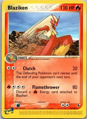 Pokémon-Karte Blaziken Lohgock 15/109 EX Rubin & Saphir