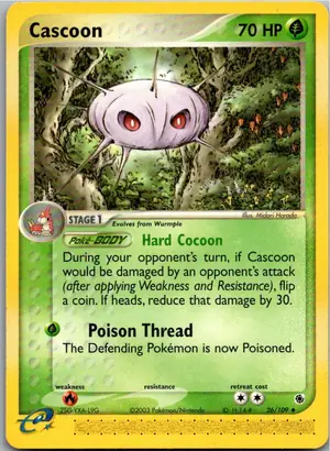 Pokémon-Karte Cascoon Panekon 26/109 EX Rubin & Saphir