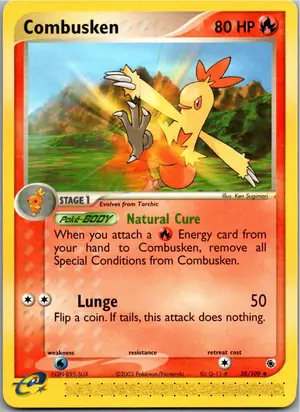 Pokémon-Karte Combusken Jungglut 28/109 EX Rubin & Saphir