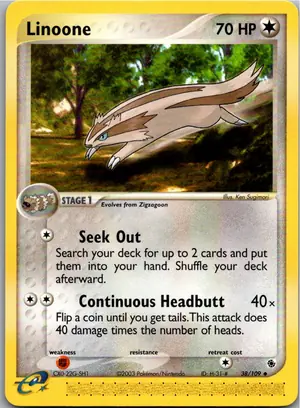 Pokémon-Karte Linoone Geradaks 38/109 EX Rubin & Saphir