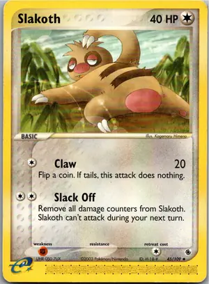Pokémon-Karte Slakoth Bummelz 45/109 EX Rubin & Saphir