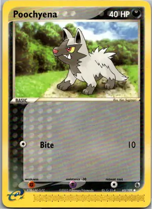 Pokémon-Karte Poochyena Fiffyen 63/109 EX Rubin & Saphir