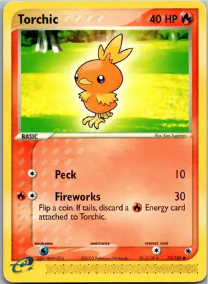 Pokémon-Karte Torchic Flemmli 73/109 EX Rubin & Saphir