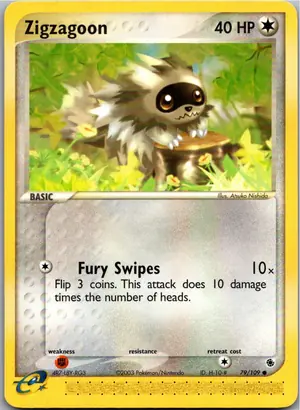 Pokémon-Karte Zigzagoon Zigzachs 79/109 EX Rubin & Saphir