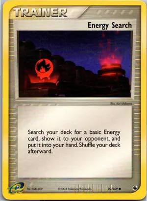 Pokémon-Karte Energy Search Energiesuche 90/109 EX Rubin & Saphir