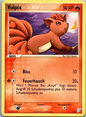 Pokémon-Karte Vulpix 7/12 EX trainer Kit 2 (Minun)