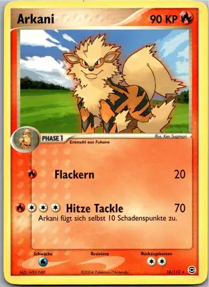 Pokémon-Karte Arcanine Arkani 18/112 EX Feuerrot & Blattgrün