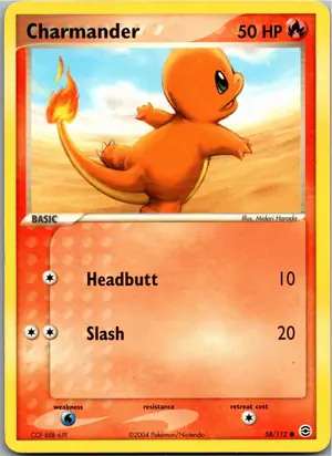 Pokémon-Karte Charmander Glumanda 58/112 EX Feuerrot & Blattgrün