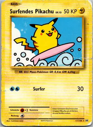 Pokémon-Karte Surfendes Pikachu 111/108 Evolution