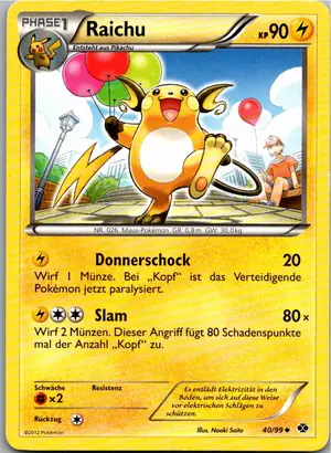 Pokémon-Karte Raichu 40/99 Kommende Schicksale