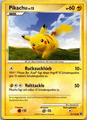Pokémon-Karte Pikachu 70/100 Sturmtief