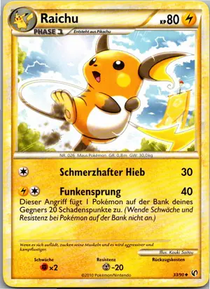 Pokémon-Karte Raichu 33/90 Unerschrocken