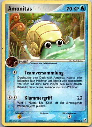 Pokémon-Karte Amonitas 70/100 EX Sandsturm