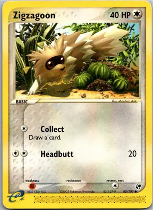 Pokémon-Karte Zigzagoon Zigzachs 85/100 EX Sandsturm