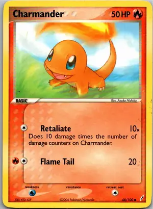 Pokémon-Karte Charmander Glumanda 48/100 EX Crystal Guardians