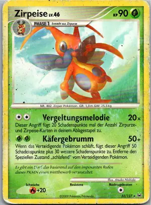 Pokémon-Karte Zirpeise 32/127 Platin