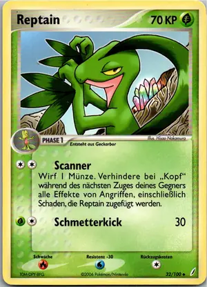 Pokémon-Karte Reptain 32/100 EX Crystal Guardians