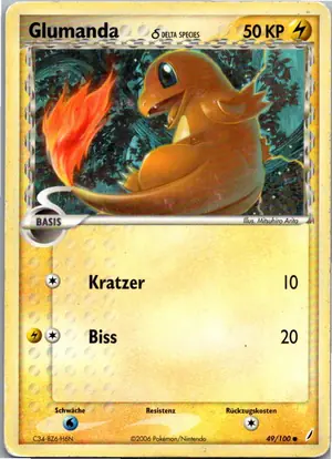 Pokémon-Karte Glumanda 49/100 EX Crystal Guardians