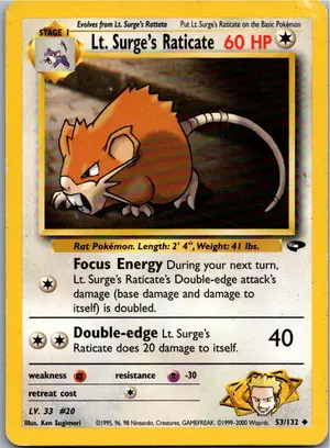 Pokémon-Karte Lt. Surge's Raticate 53/132 Gym Challenge