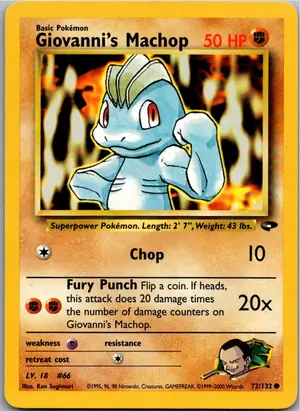 Pokémon-Karte Giovanni's Machop 72/132 Gym Challenge