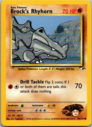 Pokémon-Karte Brock's Rhyhorn 70/132 Gym Heroes