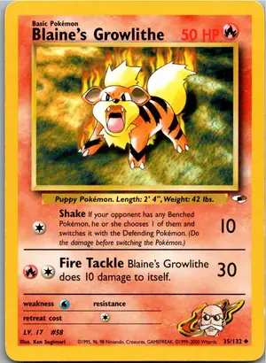 Pokémon-Karte Blaine's Growlithe 35/132 Gym Heroes